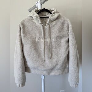 Lululemon Women's Bone Textured Fleece Embroidered Logo Hoodie Size 8